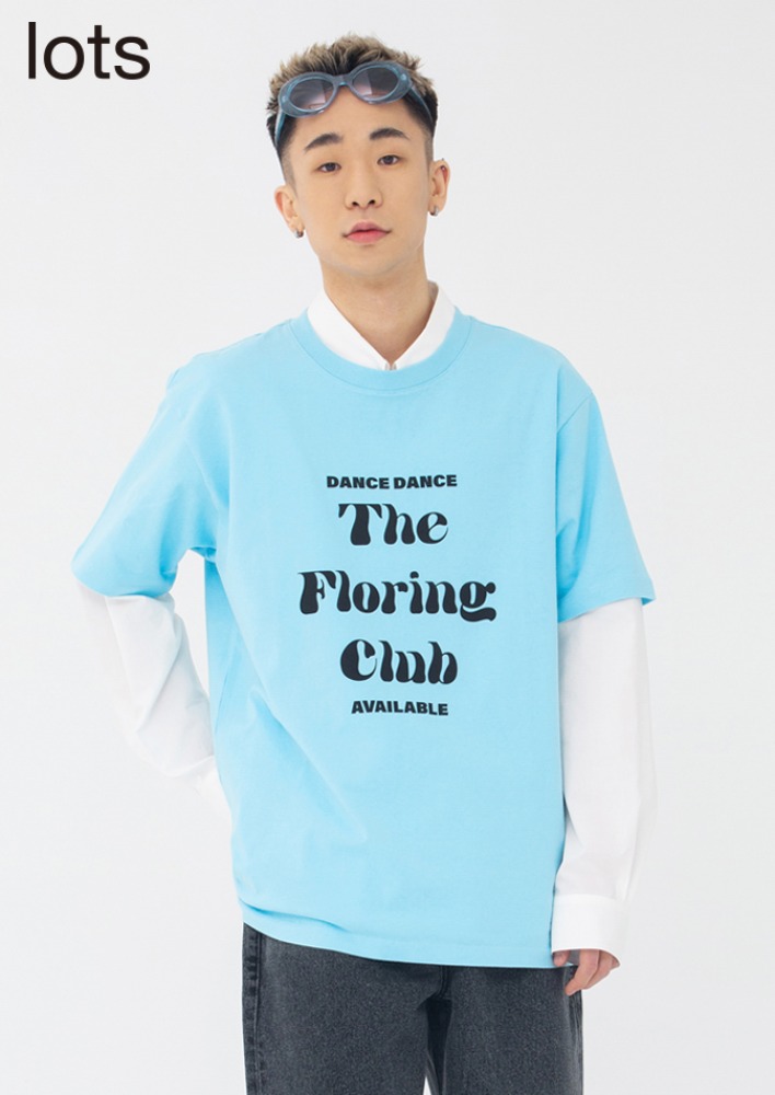 [라츠] 플로링 클럽 그래픽 티셔츠 스카이 블루