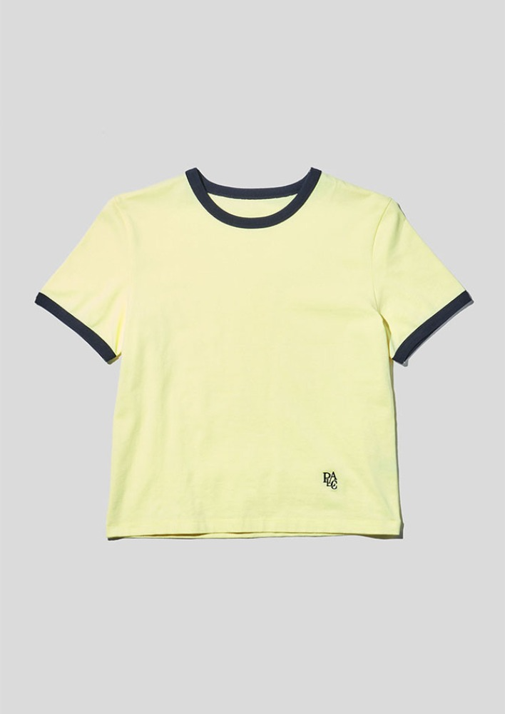 [스프링컬러][17%할인 쿠폰]넥 슬리브 컬러 포인트 그래픽 티셔츠 옐로우