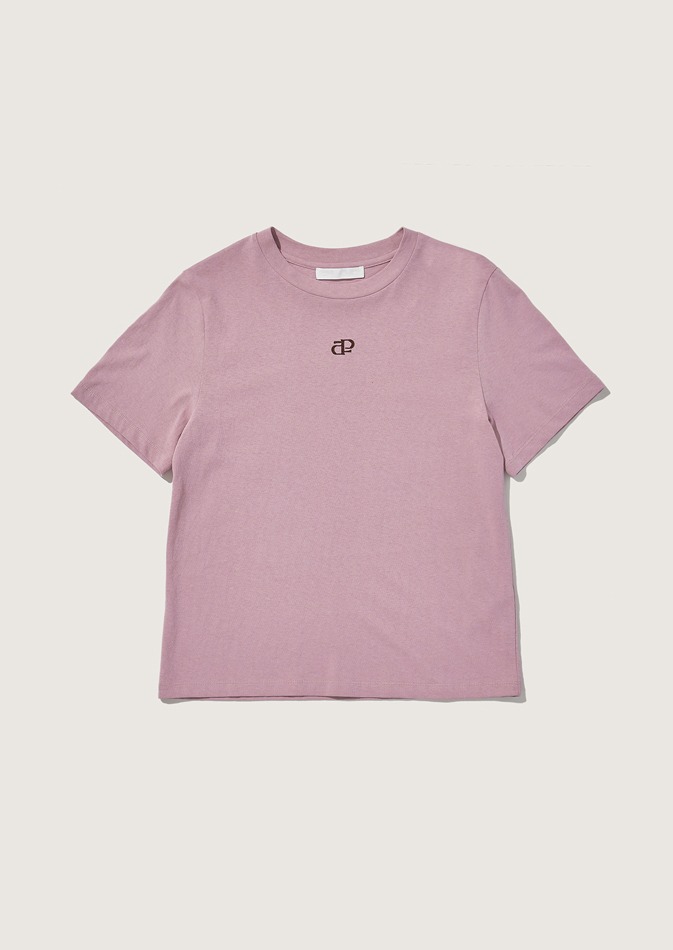 심볼 로고 베이지 숏슬리브 티셔츠 핑크
